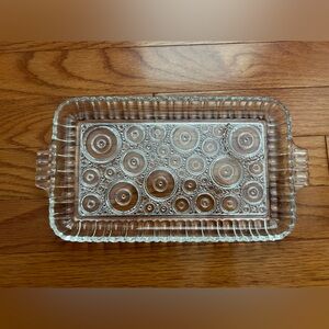 FREE w/ bundle Glass Trinket Tray with Circle Details Excellent used condition